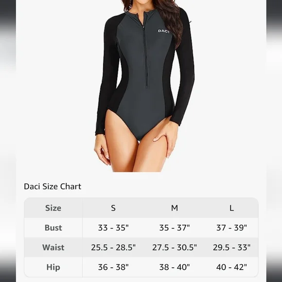 Daci | Swim | Daci Women Long Sleeve Rash Guard One Piece Zipper ...